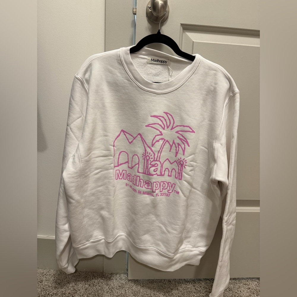Mad Happy Large Miami White/ Pink Sweatshirt. 💕⚡️